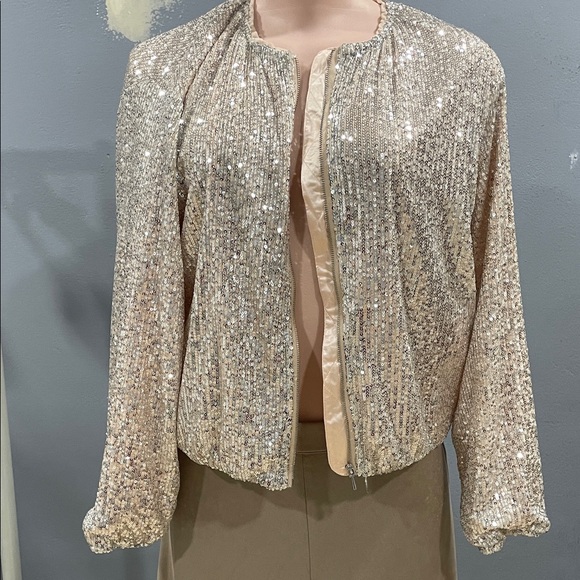 Zara Silver and Cream Sequin Jacket - Picture 1 of 7